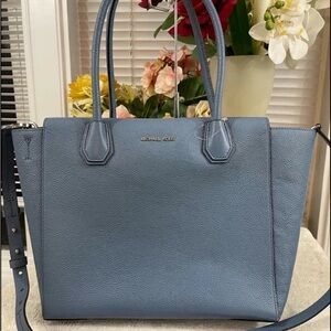 Michael Kors Studio Mercer Large Leather Satchel/Shoulder Bag in Denim Blue